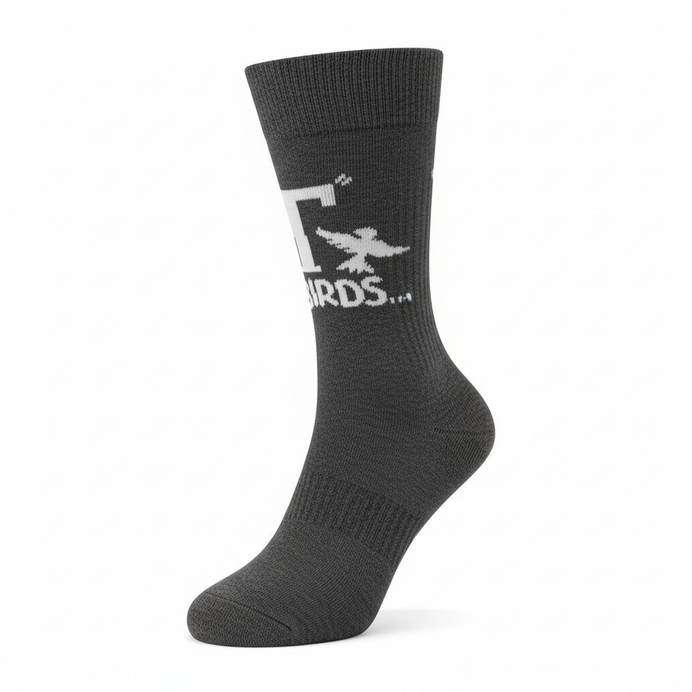 Grease T Birds Logo Socks One Size Men's US Size 6.5-12 Gray Crew NWT